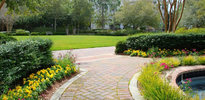jardin avec allée pavée